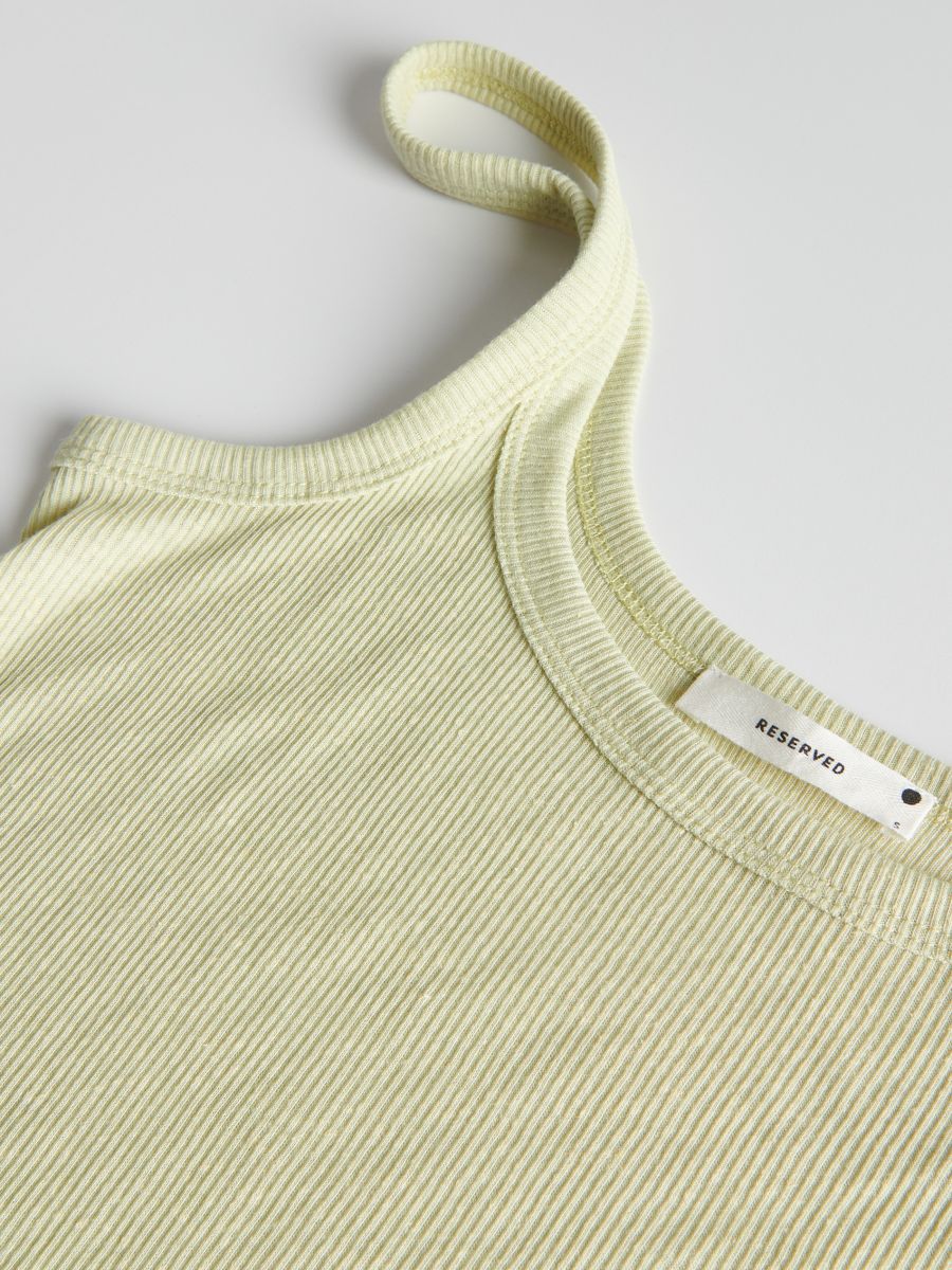 Rib knit top with linen blend - light green - RESERVED - 5