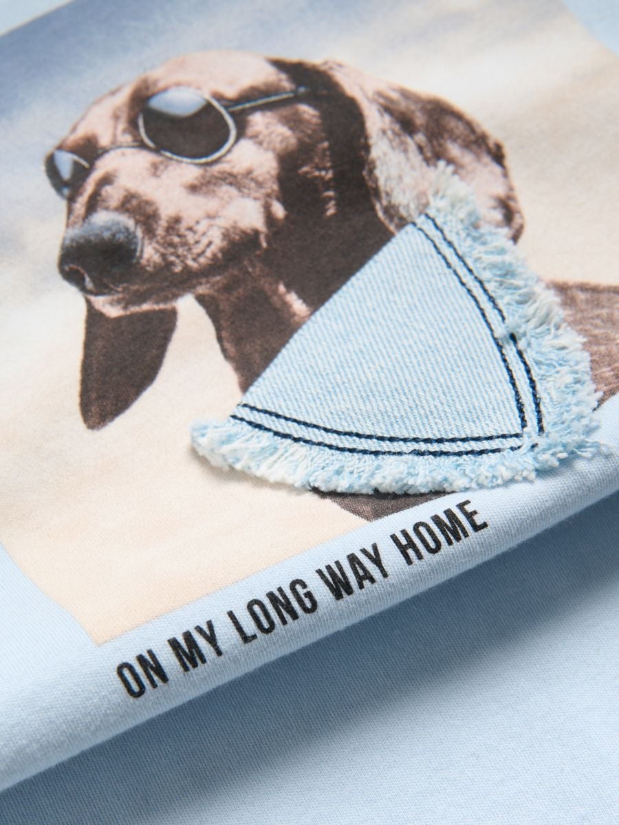 Short T-shirt with print - pale blue - RESERVED - 2