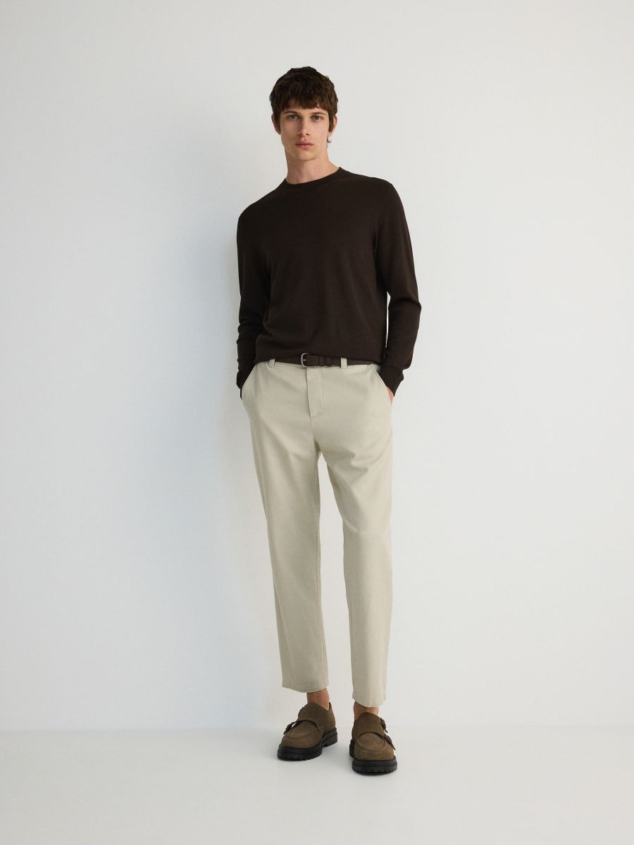 Chino regular trousers with true hemp blend - beige - RESERVED - 2
