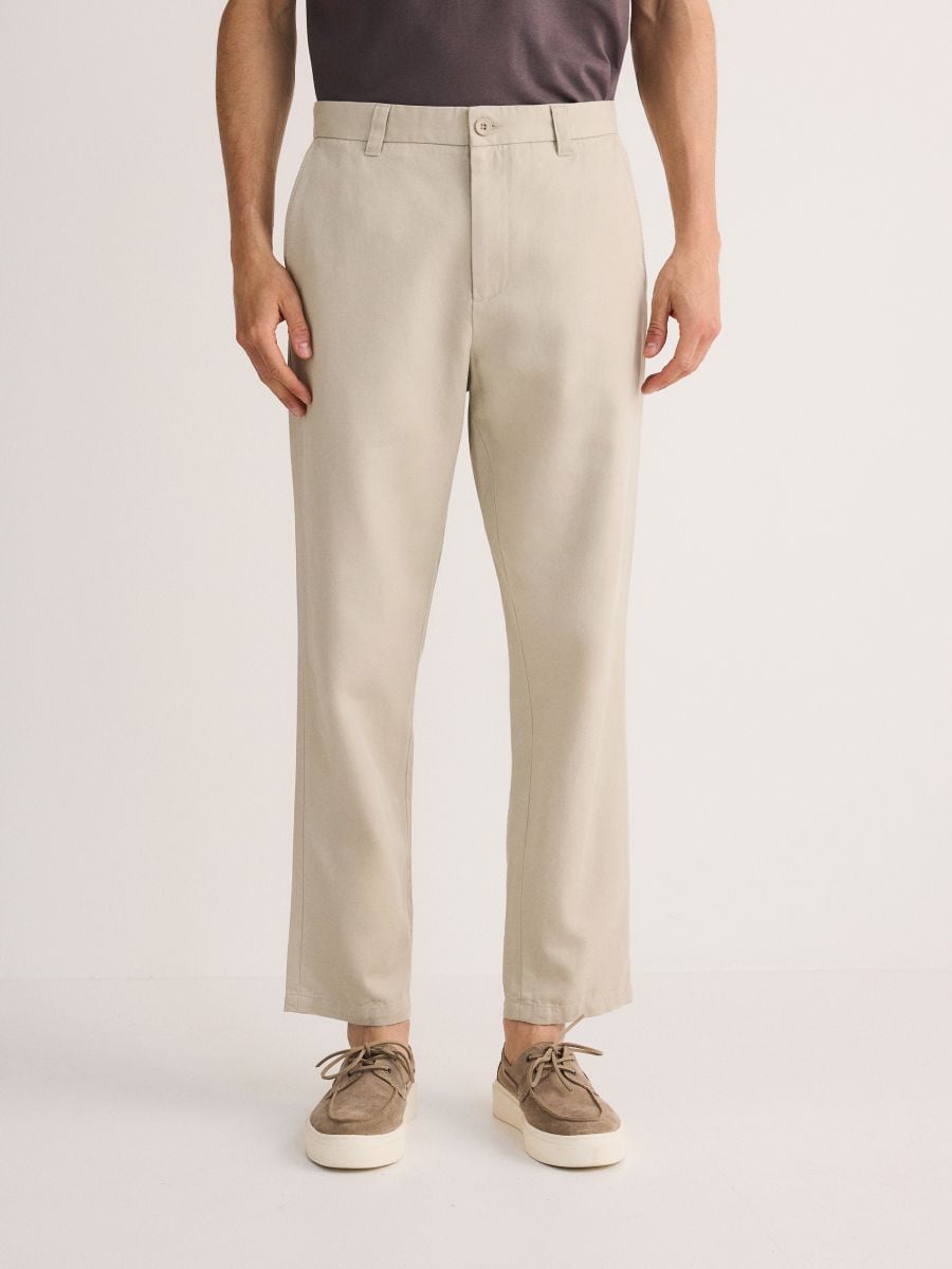 Chino regular trousers with true hemp blend - beige - RESERVED - 3