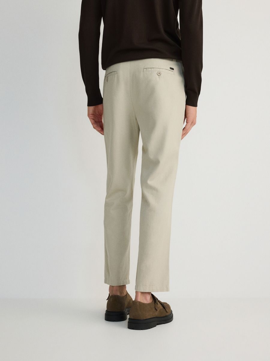 Chino regular trousers with true hemp blend - beige - RESERVED - 3