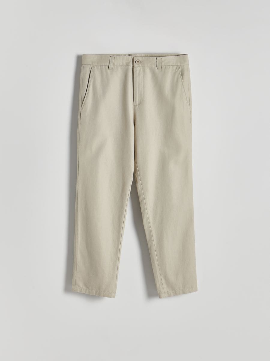 Chino regular trousers with true hemp blend - beige - RESERVED - 4