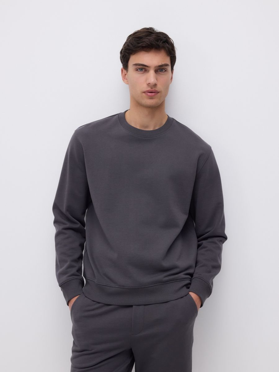 Bawełniana bluza regular fit - ciemnoszary - RESERVED