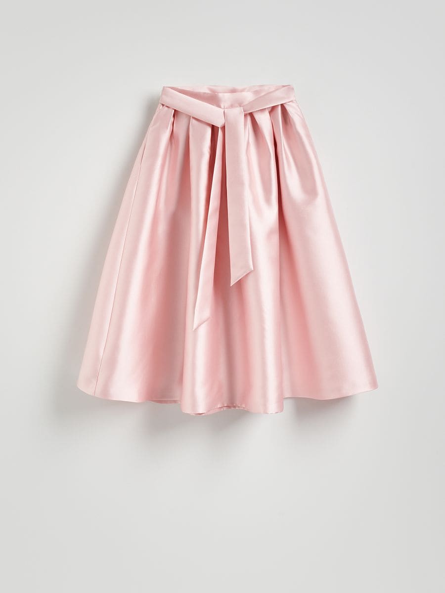 Midirock mit Bindedetail - pastellrosa - RESERVED - 4