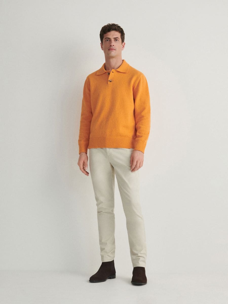 Chino slim fit kelnės - kūno spalva - RESERVED