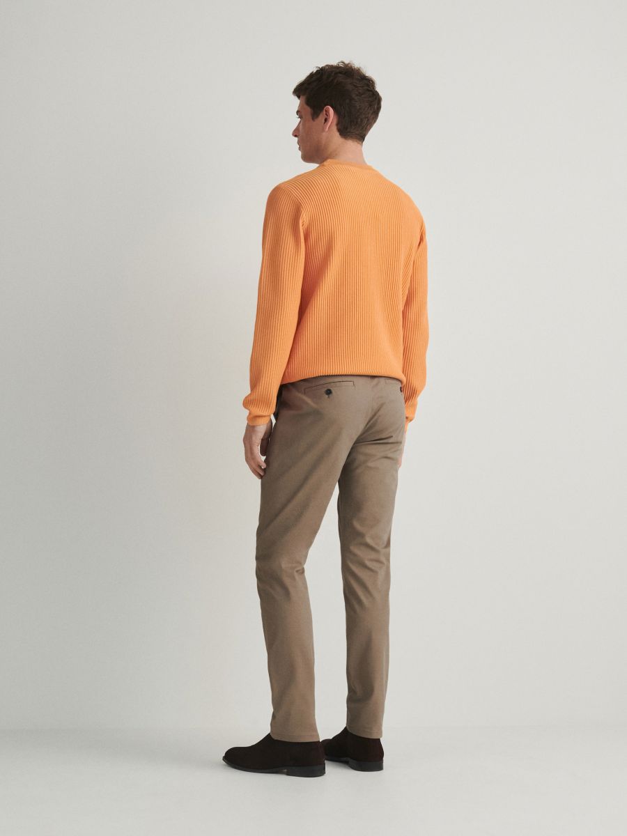 Chino slim fit trousers - brown - RESERVED