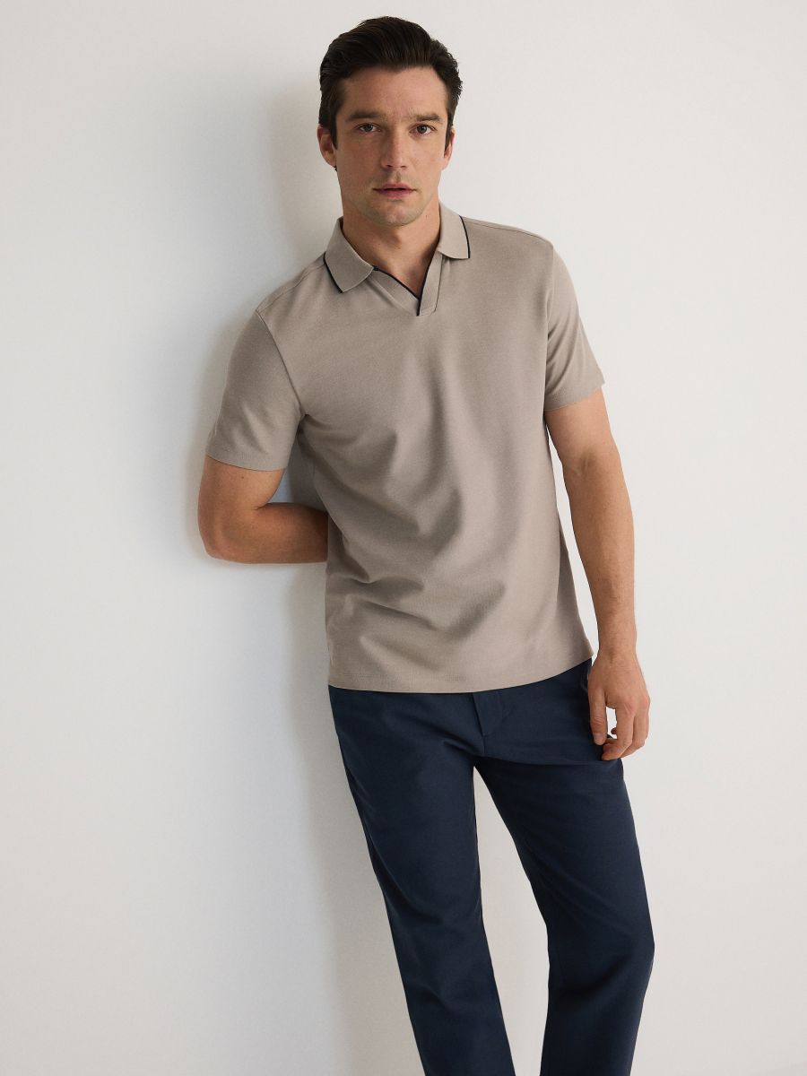 Regular chino trousers with linen blend - indigo - RESERVED - 3
