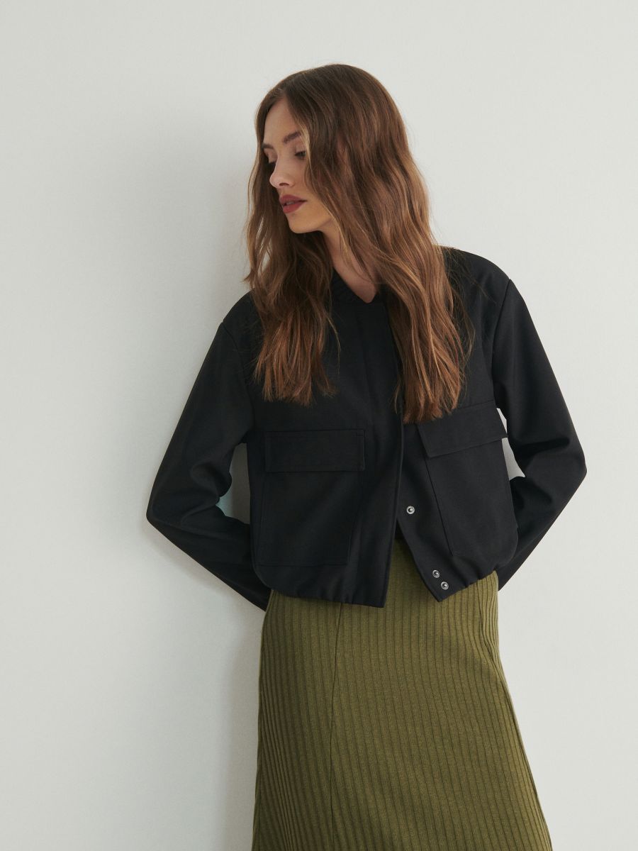 Rebrasto midi krilo - svetla oliva - RESERVED - 2