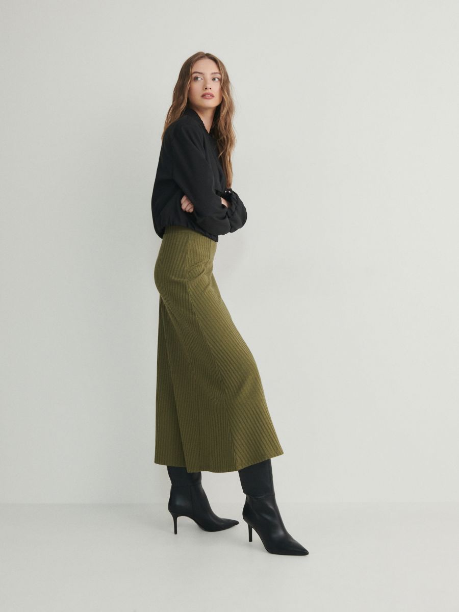 Rebrasto midi krilo - svetla oliva - RESERVED - 3