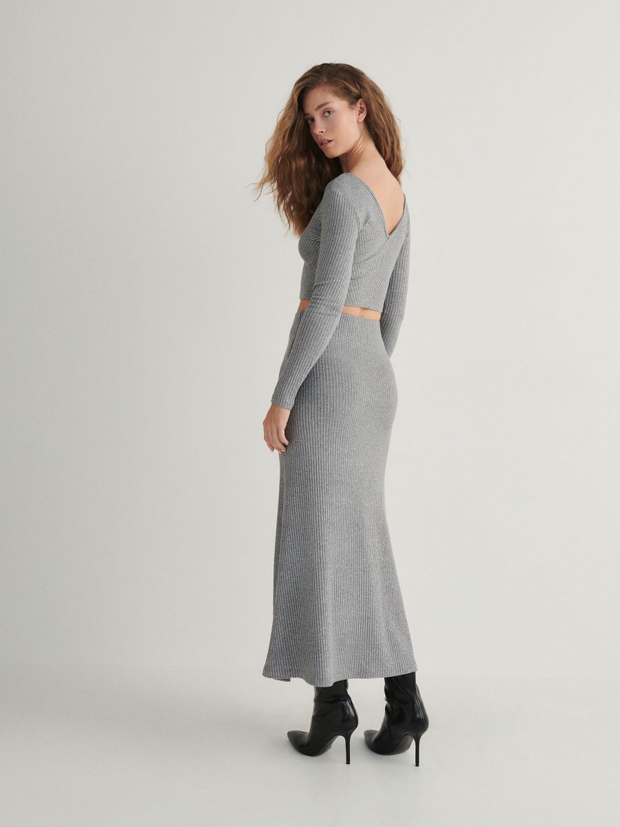 Skirt with metallic thread - dark grey - RESERVED - 2