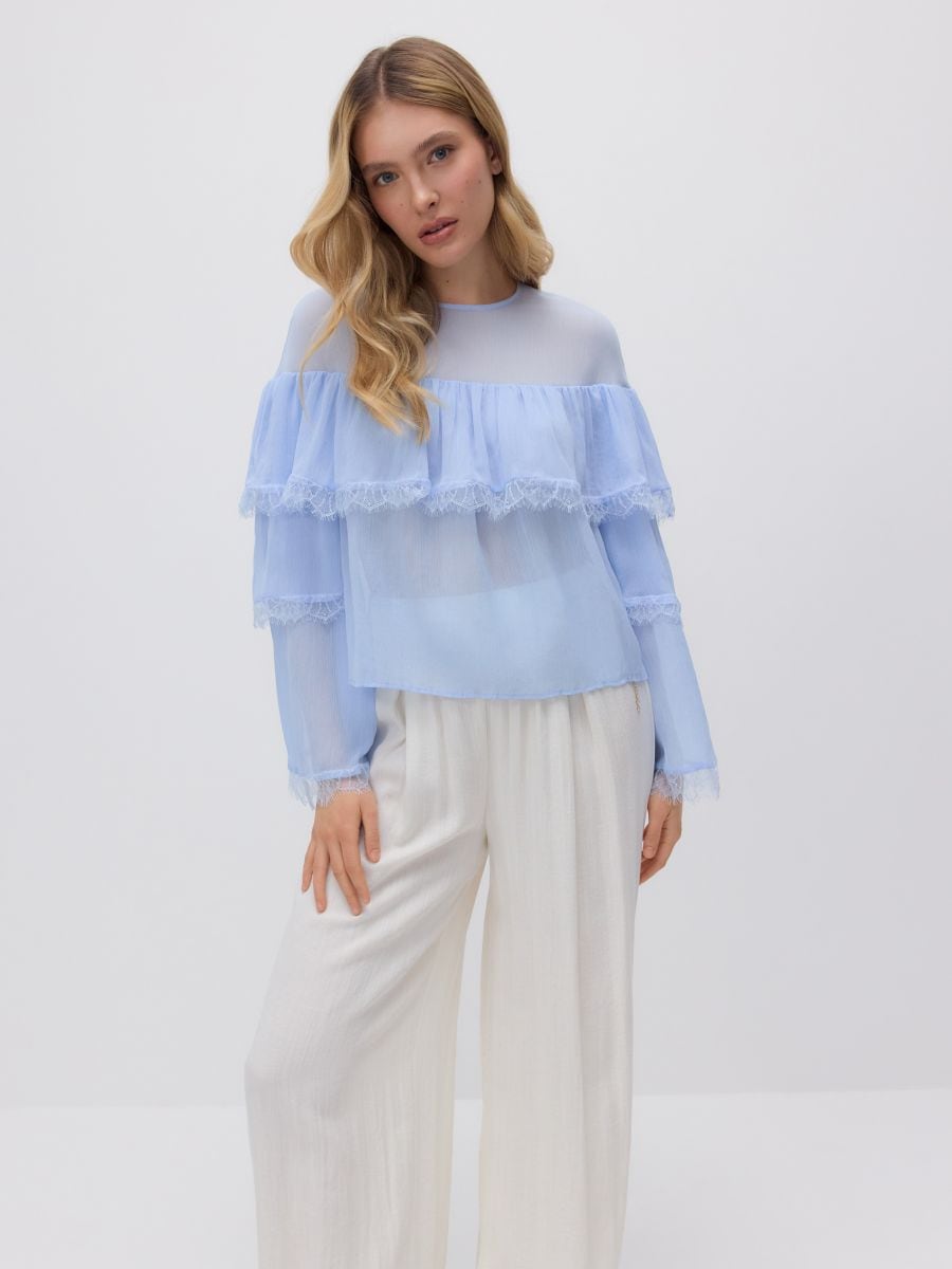 Top with frills - pale blue - RESERVED - 5