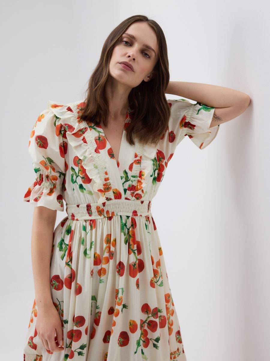 Rochie midi cu model - multicolor - RESERVED