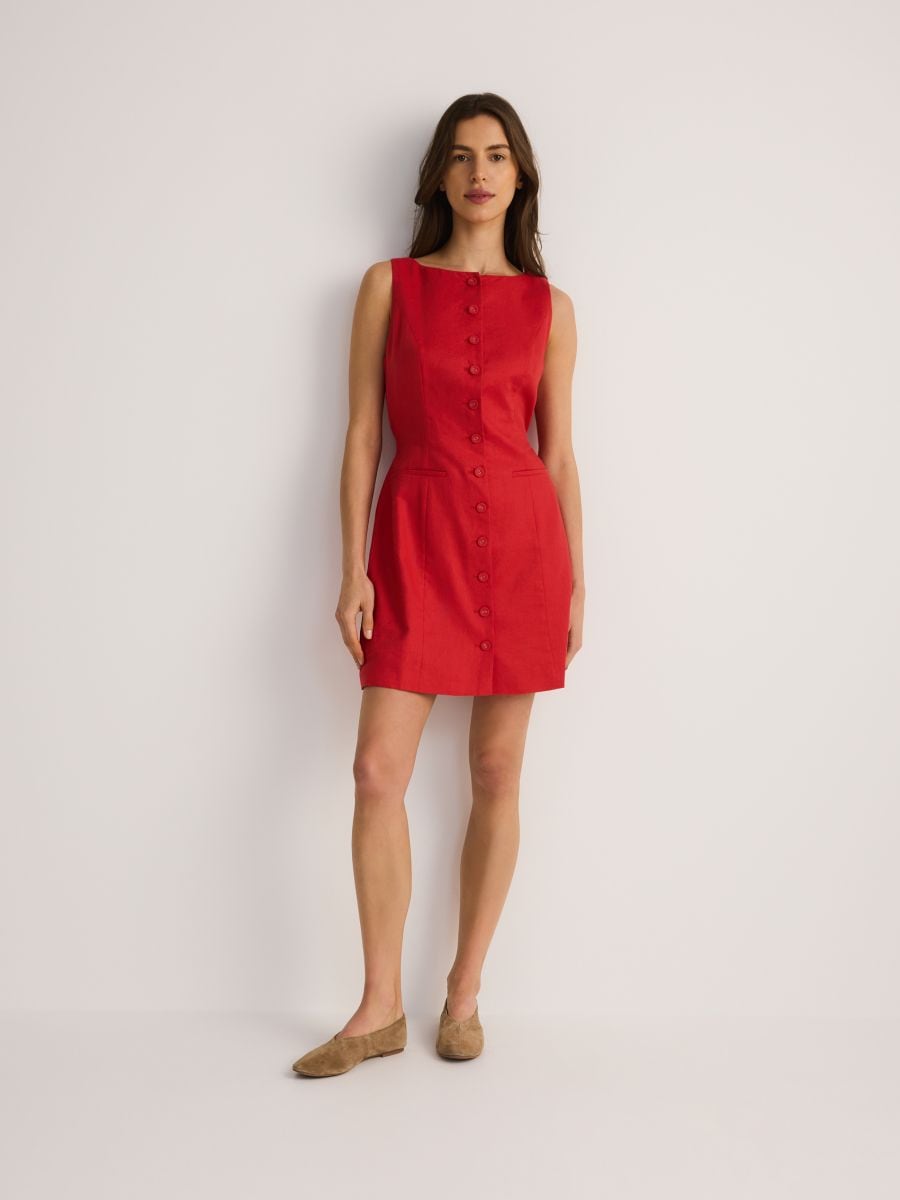 Mini-Leinenkleid - rot - RESERVED - 2