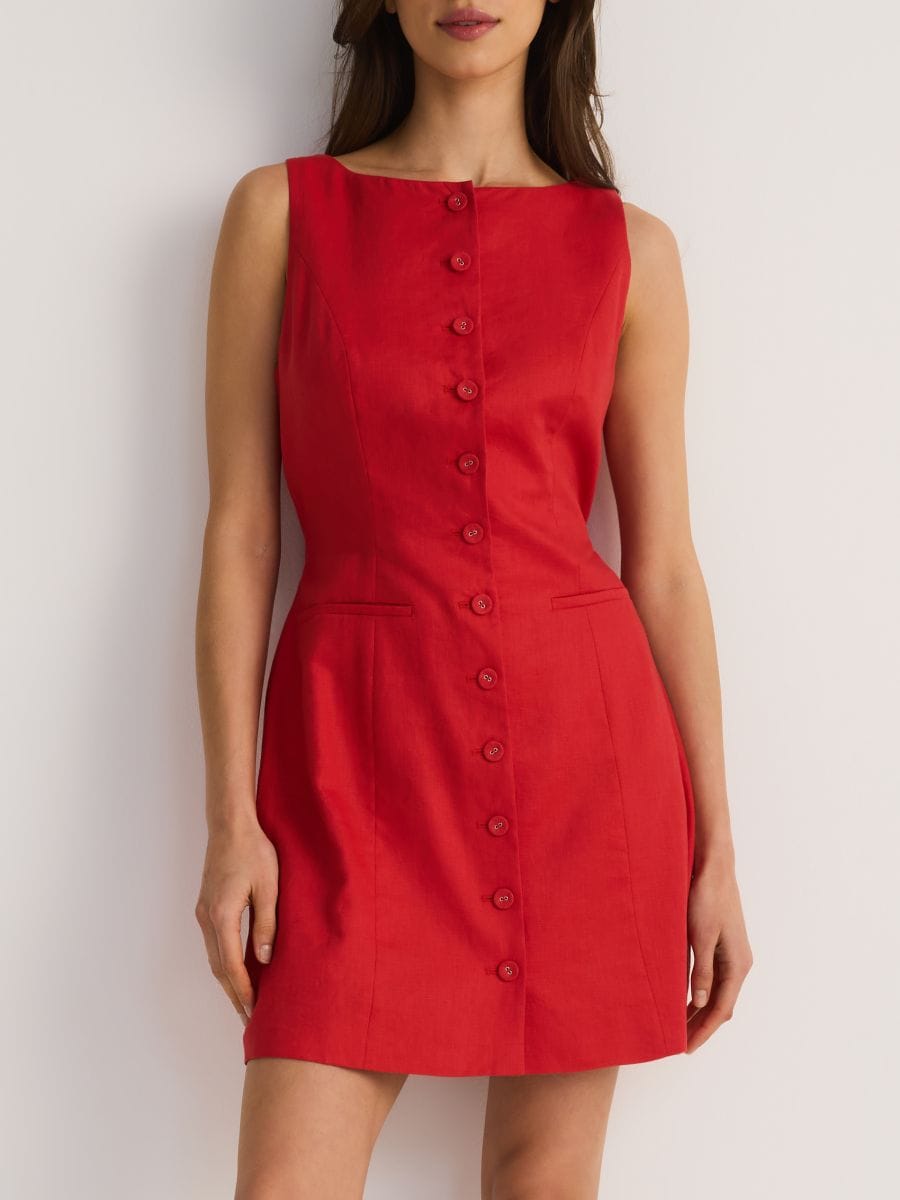 Mini-Leinenkleid - rot - RESERVED - 4