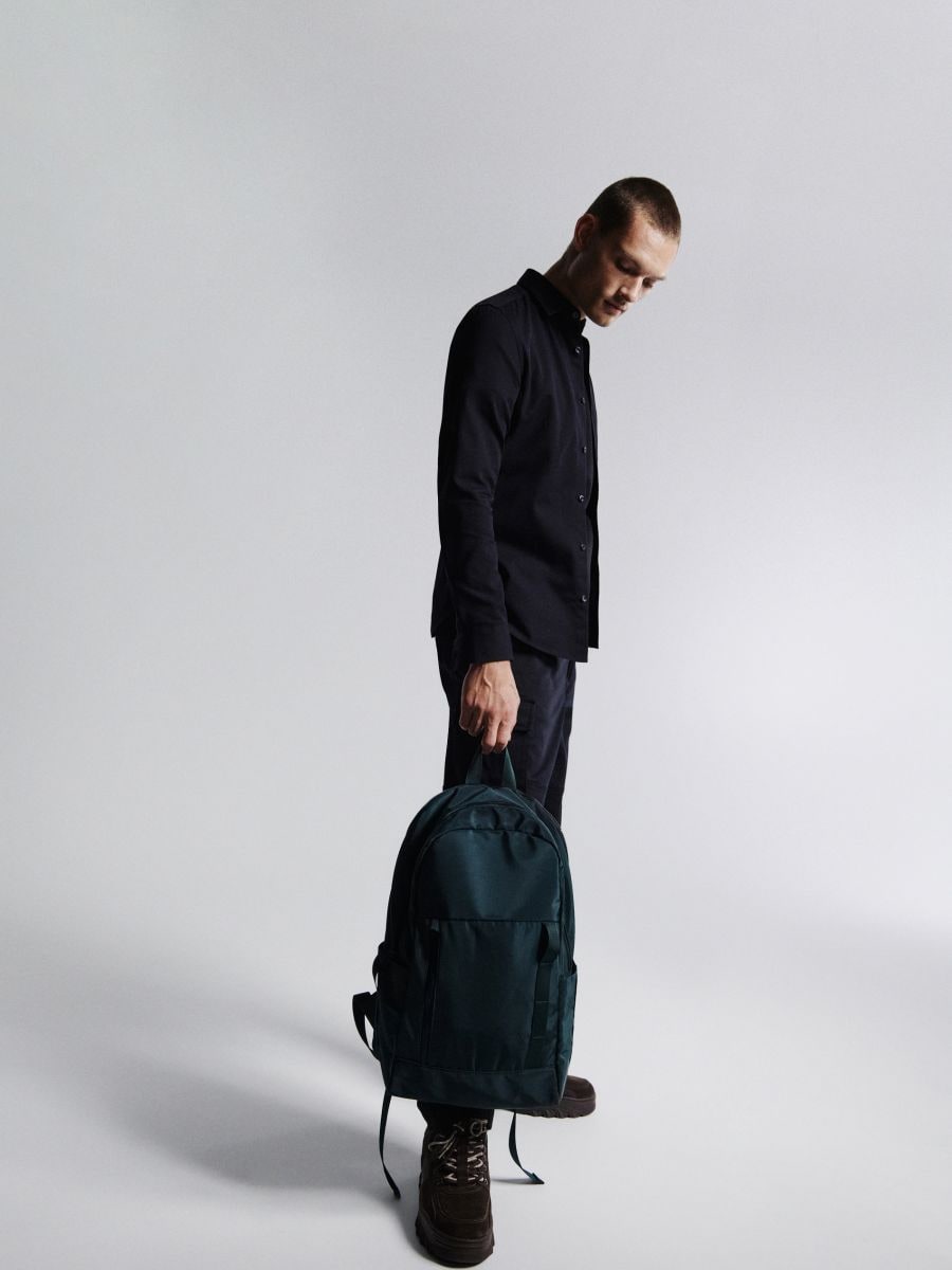 Plain fabric backpack - teal green - RESERVED - 5