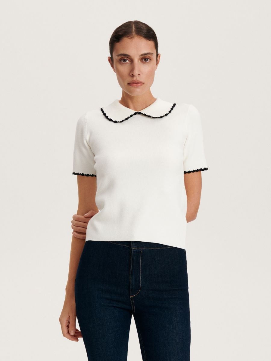 Blouse with collar - nude - RESERVED - 2