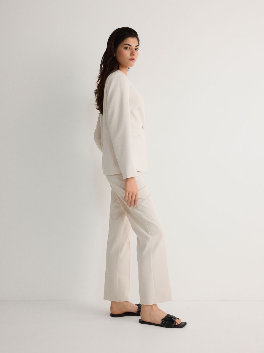 Cigarette trousers with viscose blend - beige - RESERVED - 3