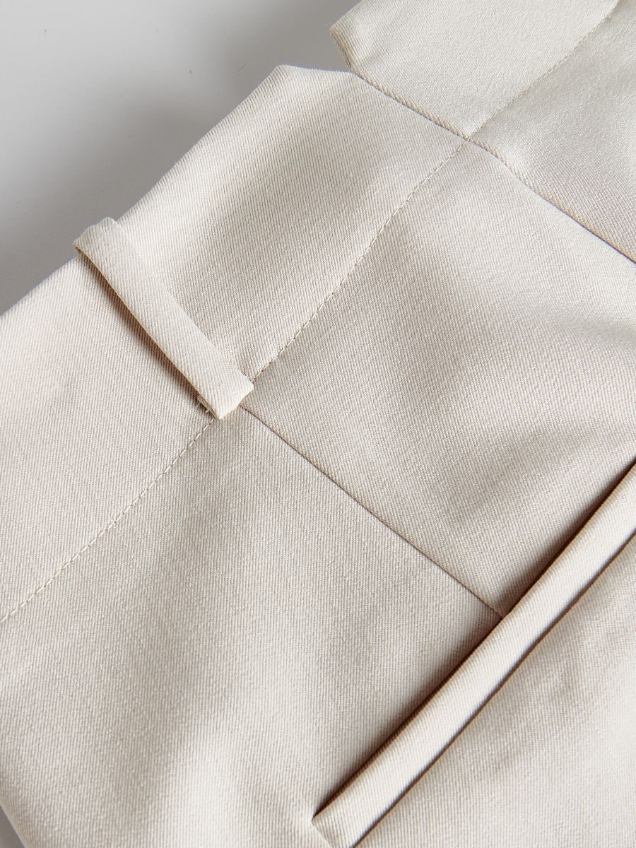 Cigarette trousers with viscose blend - beige - RESERVED - 6