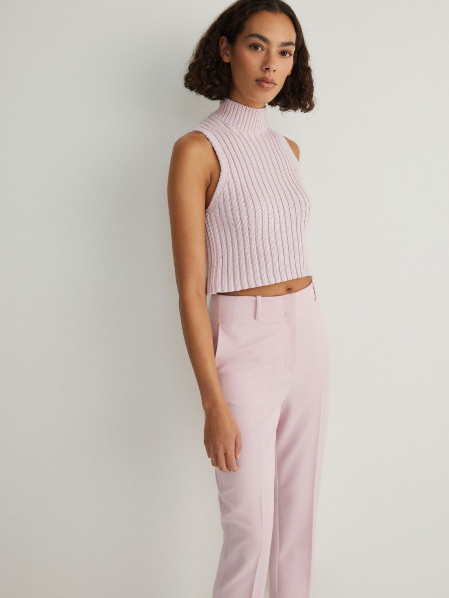 Cigarette trousers with viscose blend - pink - RESERVED - 3