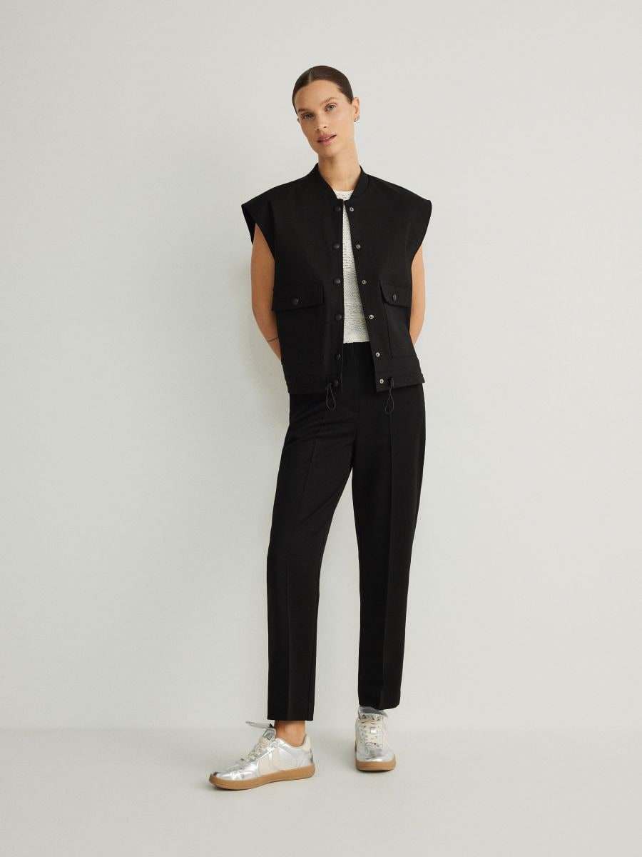 Cigarette trousers with viscose blend - black - RESERVED