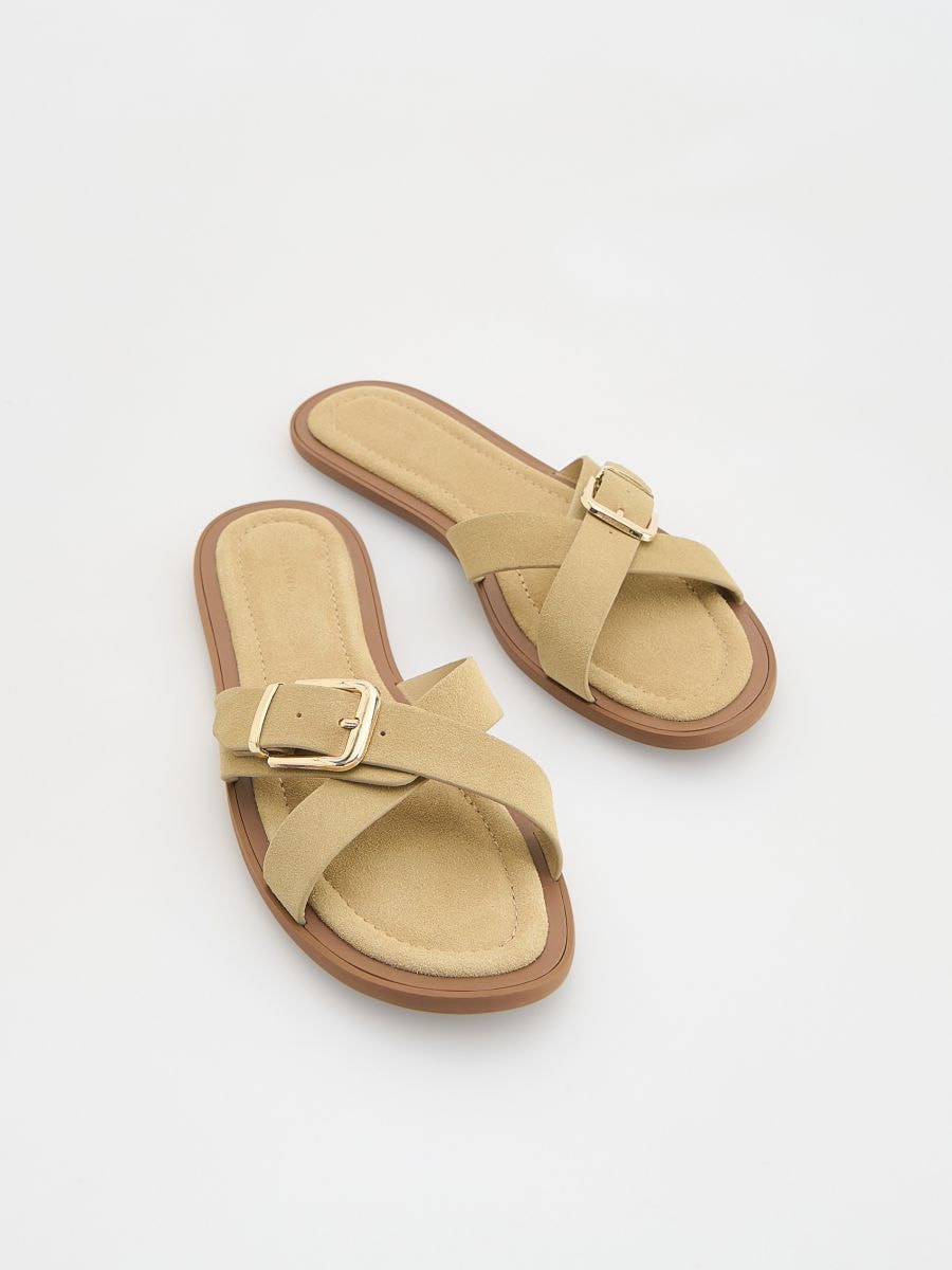 Mules en daim avec boucles - Beige - RESERVED - 3