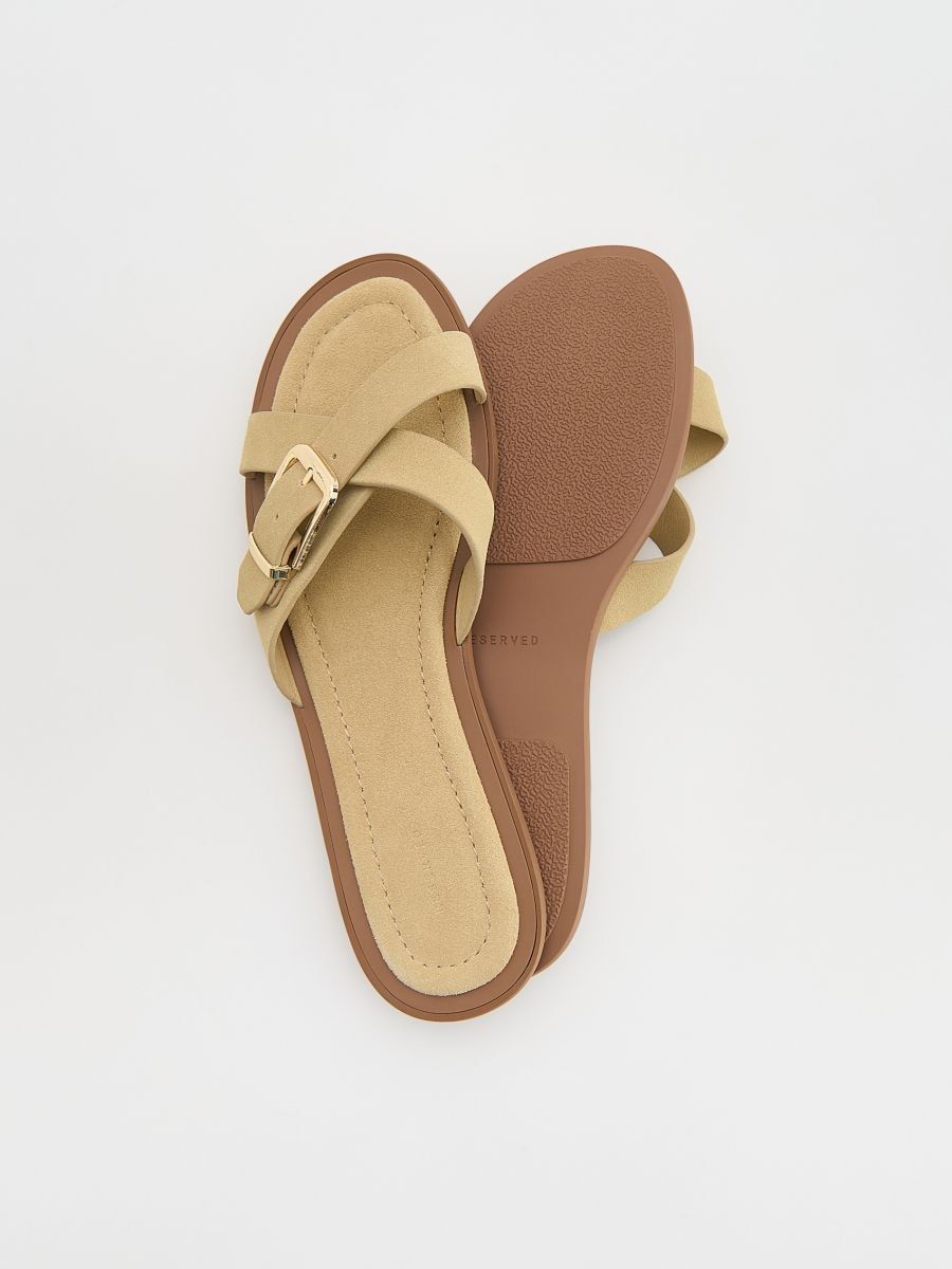 Mules en daim avec boucles - Beige - RESERVED - 4