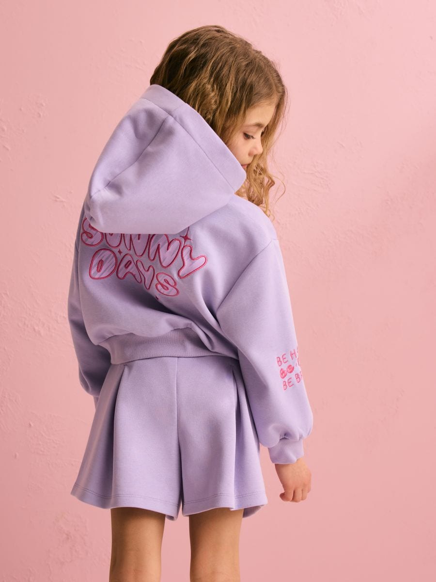 Short embroidered sweatshirt - lavender - RESERVED - 5