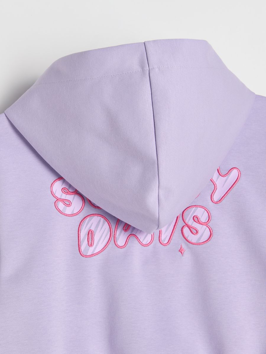 Short embroidered sweatshirt - lavender - RESERVED - 2