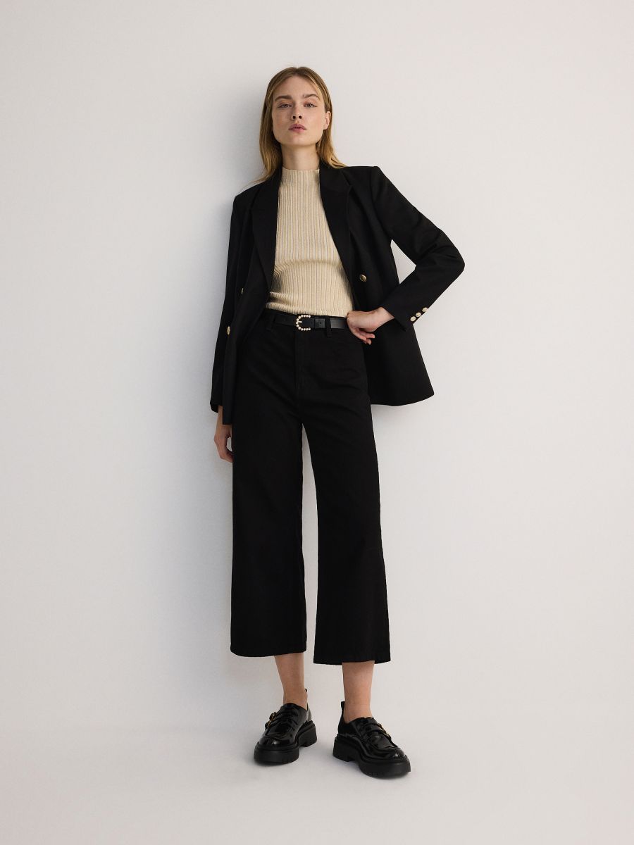 Jean jupe culotte taille haute Couleur noir RESERVED 559CY 99J