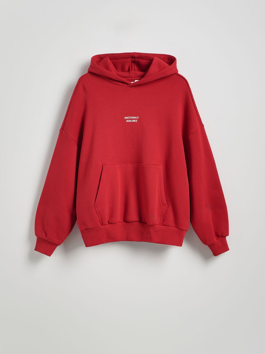 Felpa oversize con slogan - rosso - RESERVED - 2