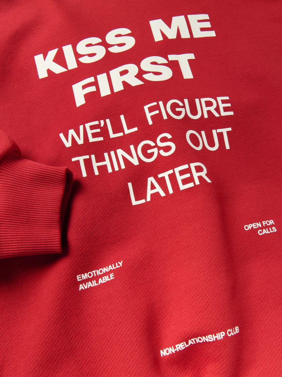 Felpa oversize con slogan - rosso - RESERVED - 3