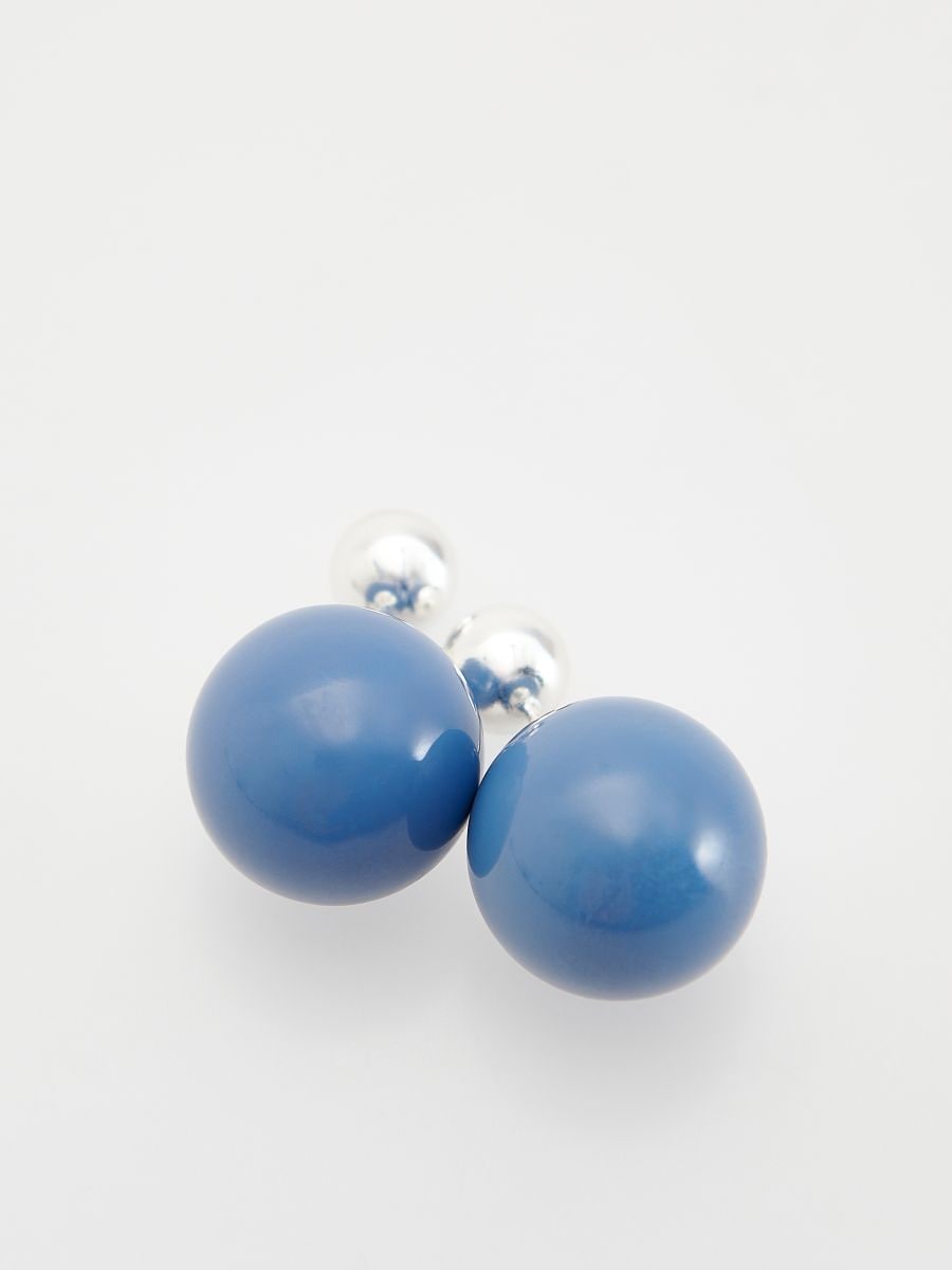 Orecchini rotondi con dettagli in argento - azzurro - RESERVED - 3