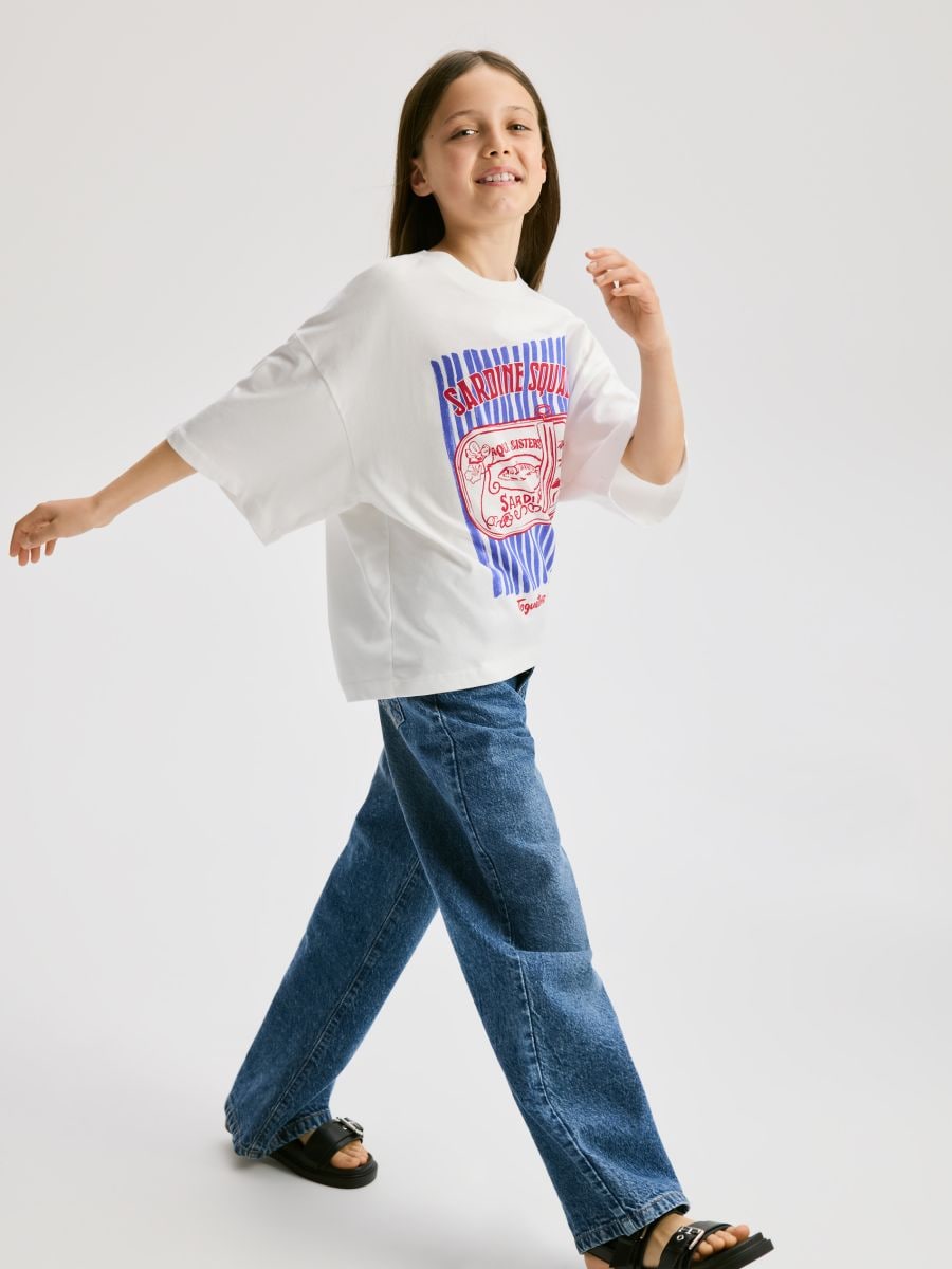 Loose T-shirt with print - cream - RESERVED - 2