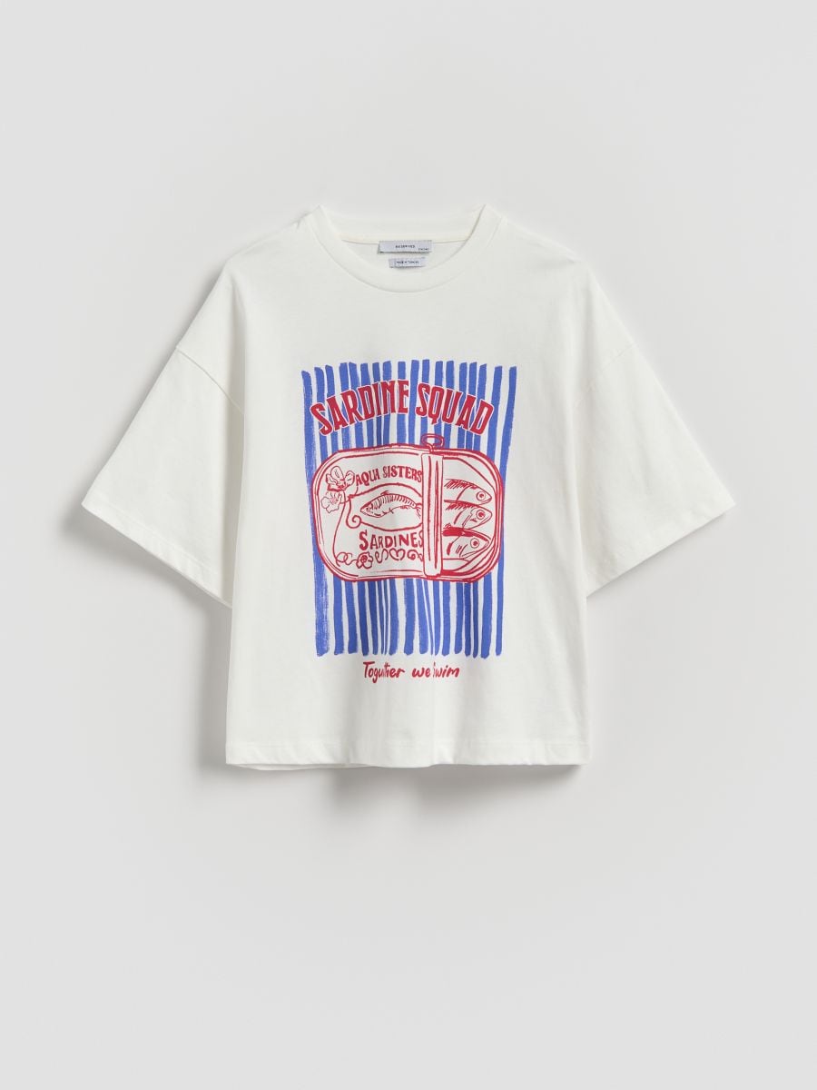 GIRLS` T-SHIRT - CRÈME - RESERVED