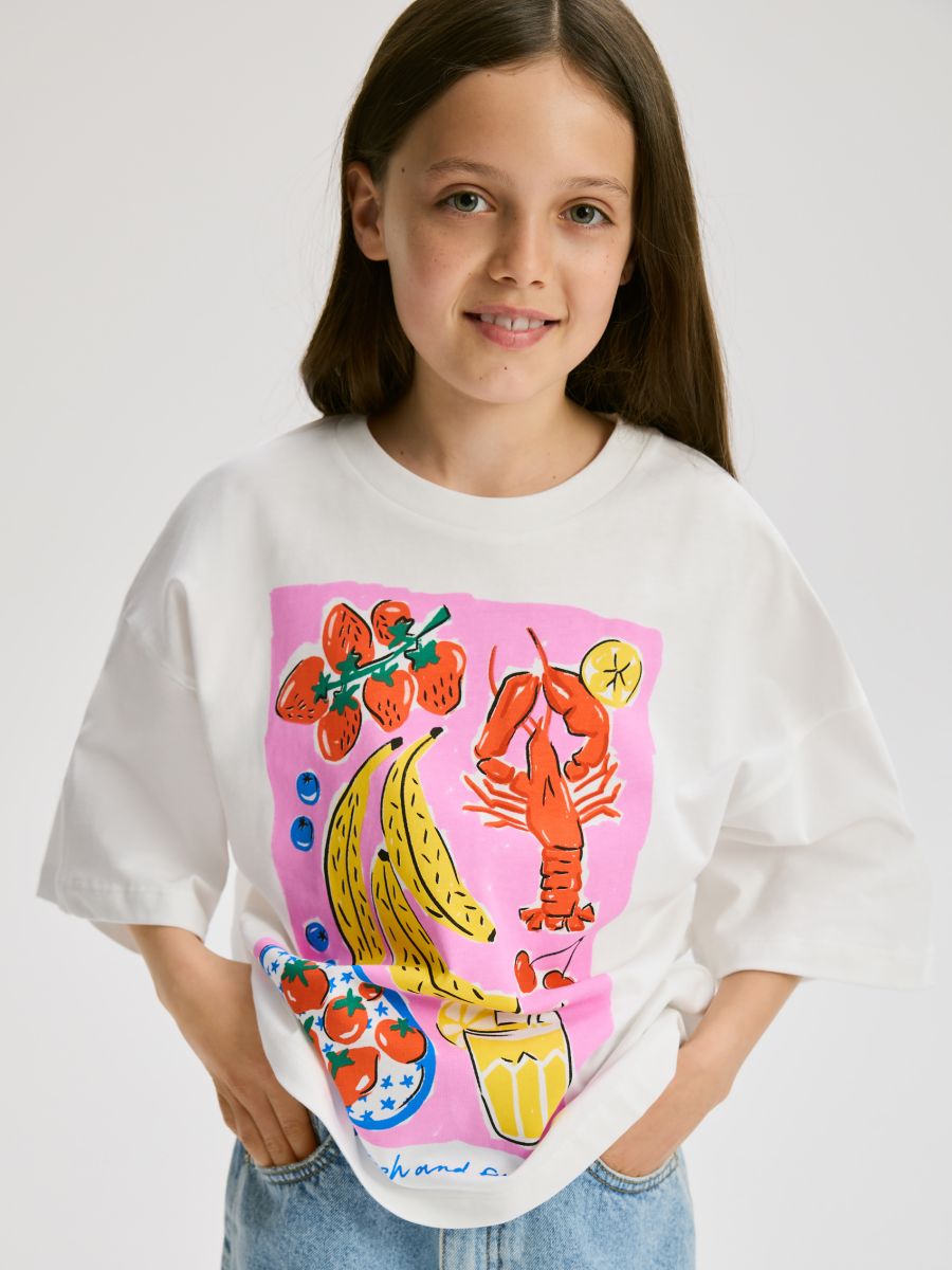 GIRLS` T-SHIRT - MEERKLEURIG - RESERVED