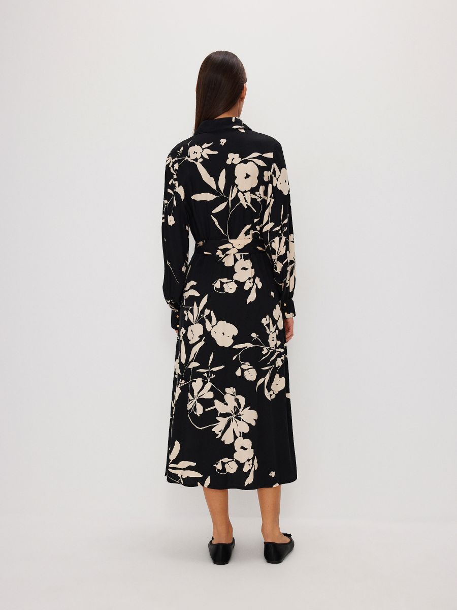 Blumiges Hemdkleid - schwarz - RESERVED - 4