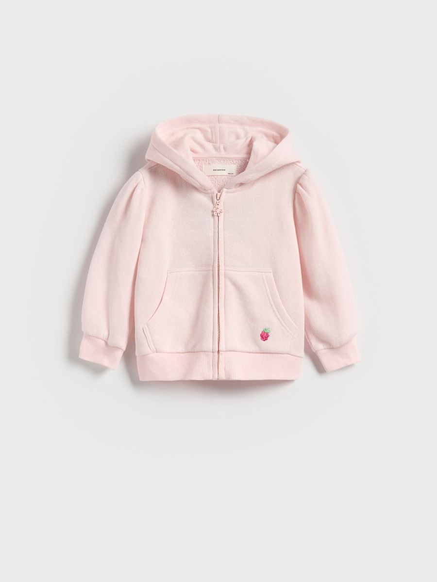 Bluză sport din bumbac, cu broderie - roz-pastel - RESERVED