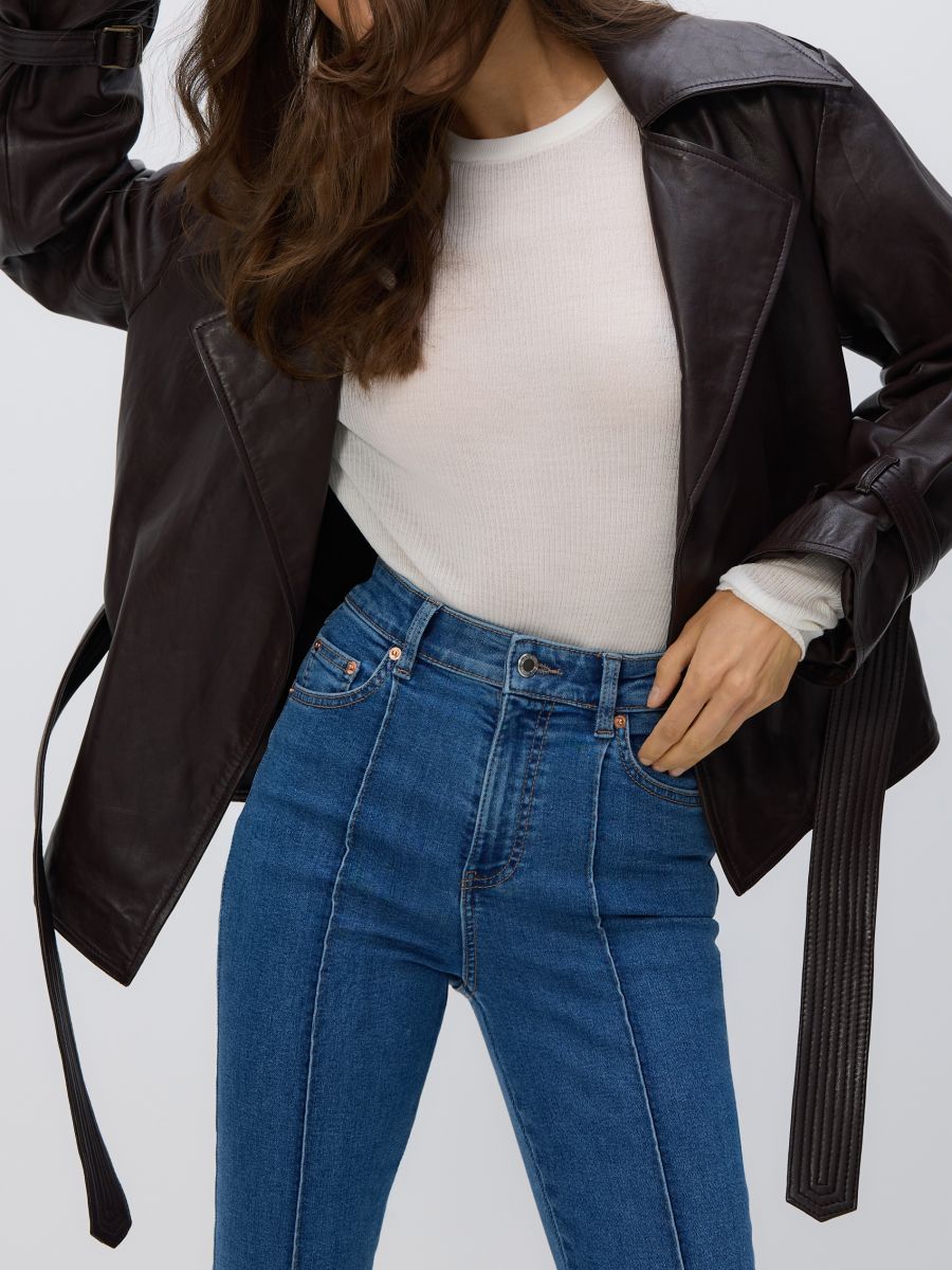 Flared jeans with stitching - blue jeans - RESERVED