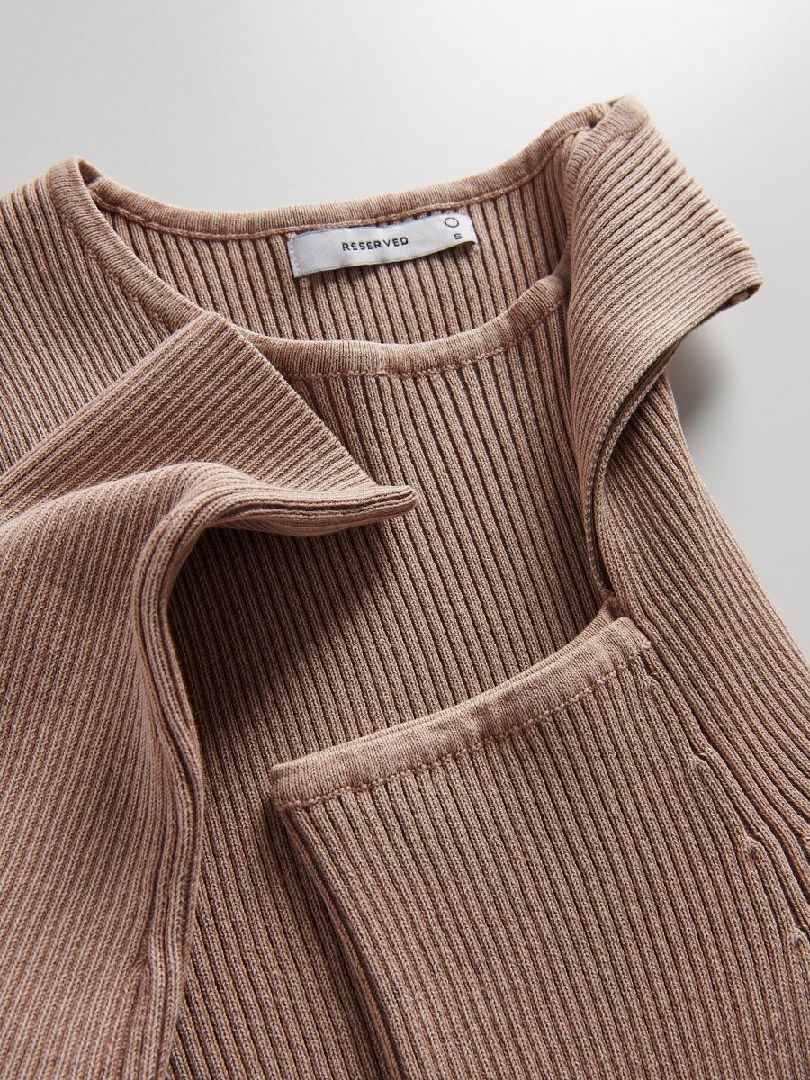 Maglia a maniche lunghe a spalle scoperte - caffè - RESERVED - 6