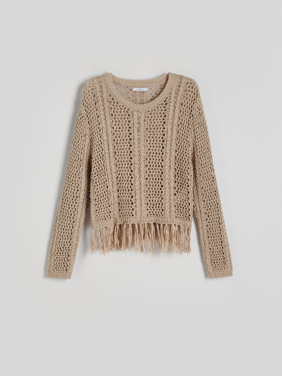 Jumper with fringes - beige - RESERVED - 5