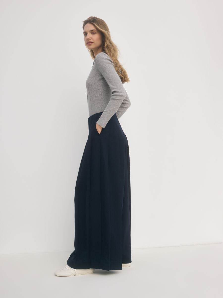 Plisirane pantalone - mornarsko - RESERVED