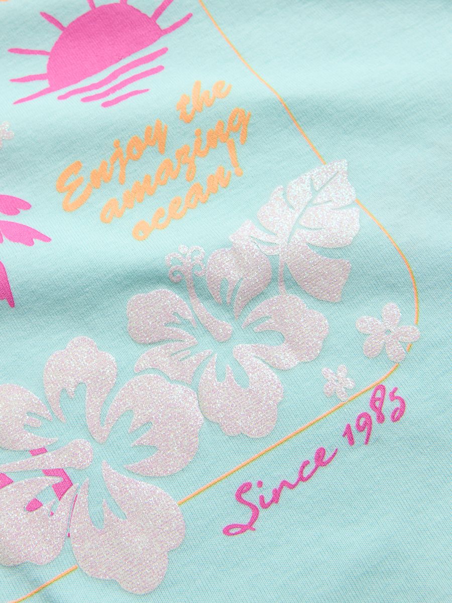 T-shirt with glitter print - pale turquoise - RESERVED - 2