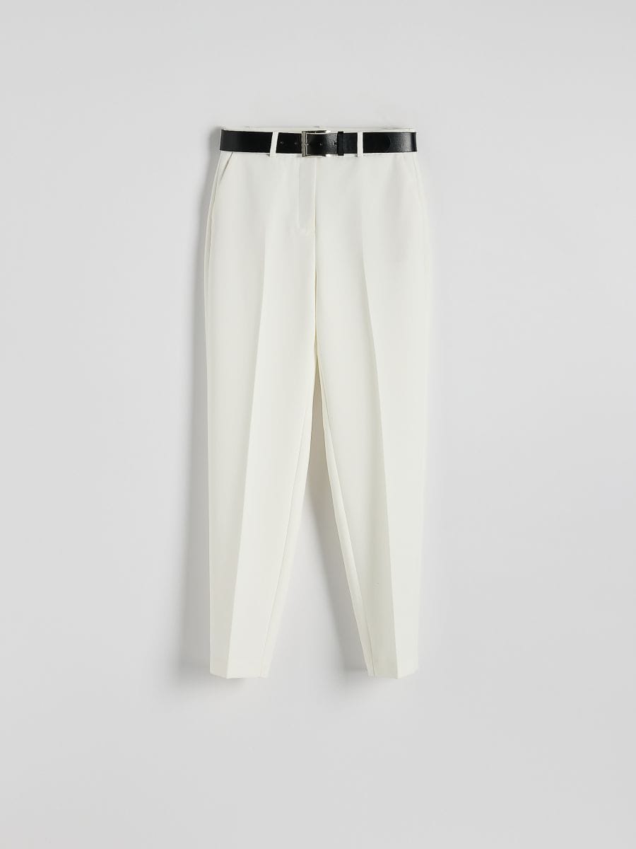 Pantalone s vezivanjem u struku - belo - RESERVED - 4
