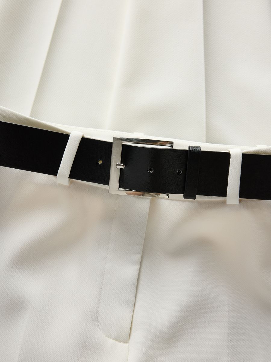 Pantalone s vezivanjem u struku - belo - RESERVED - 5
