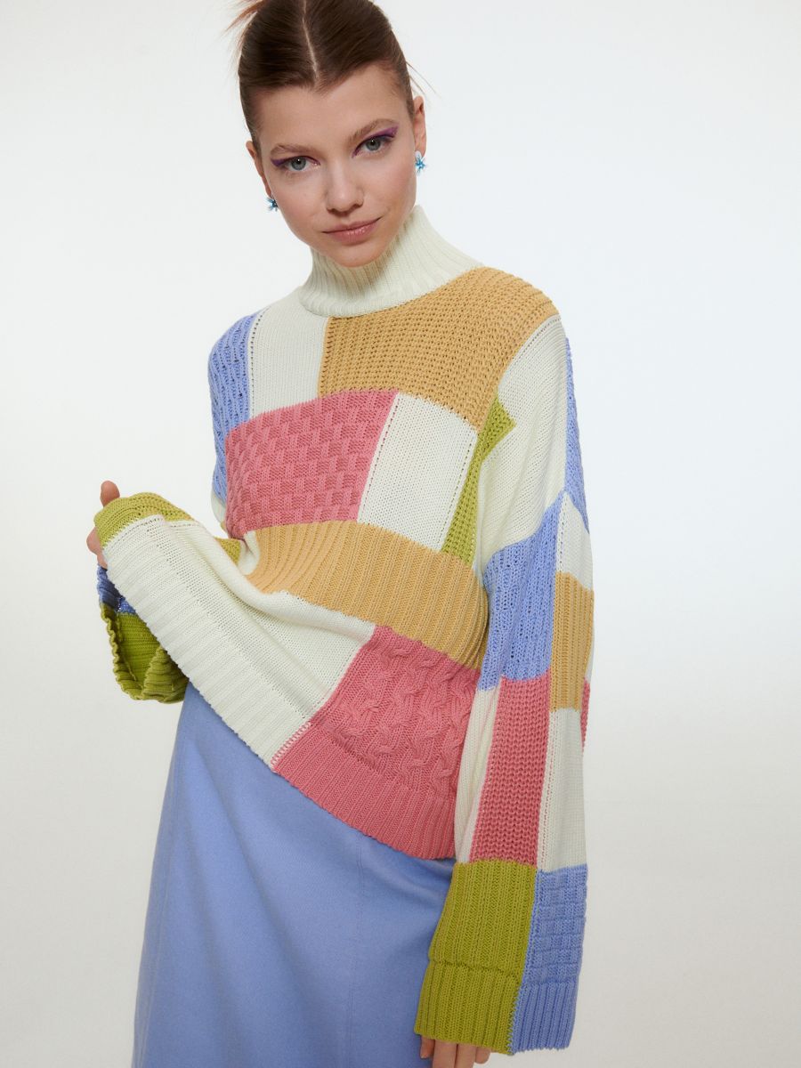 Sweter z patchworkowym wzorem - wielobarwny - RESERVED - 5