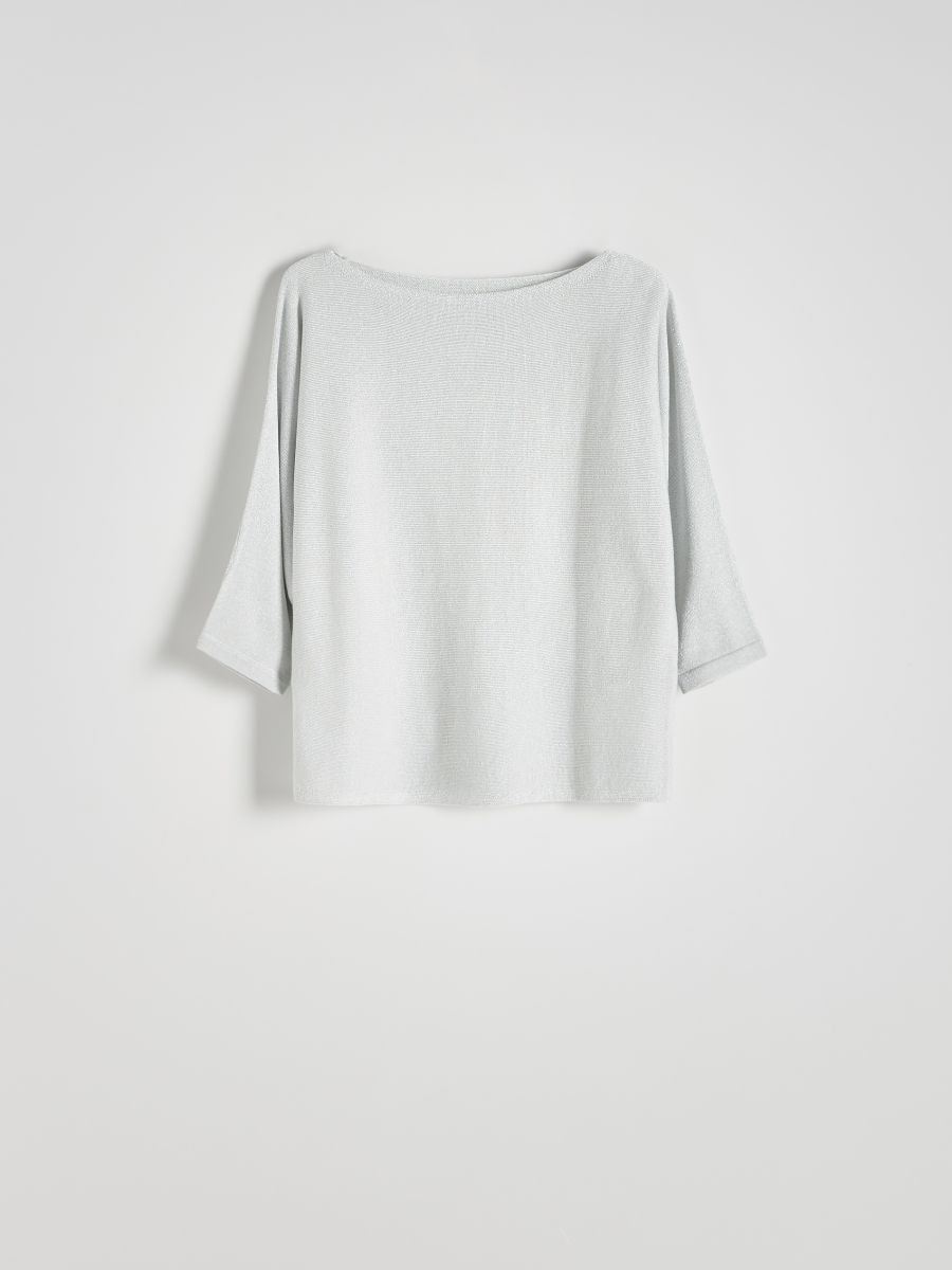 Jersey top with metallic effect - silver - RESERVED - 3