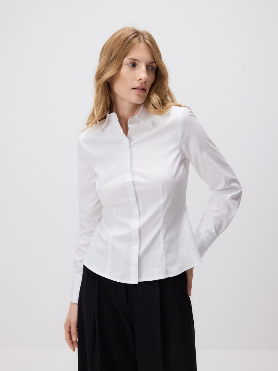 Cămașă slim fit în dungi - alb - RESERVED