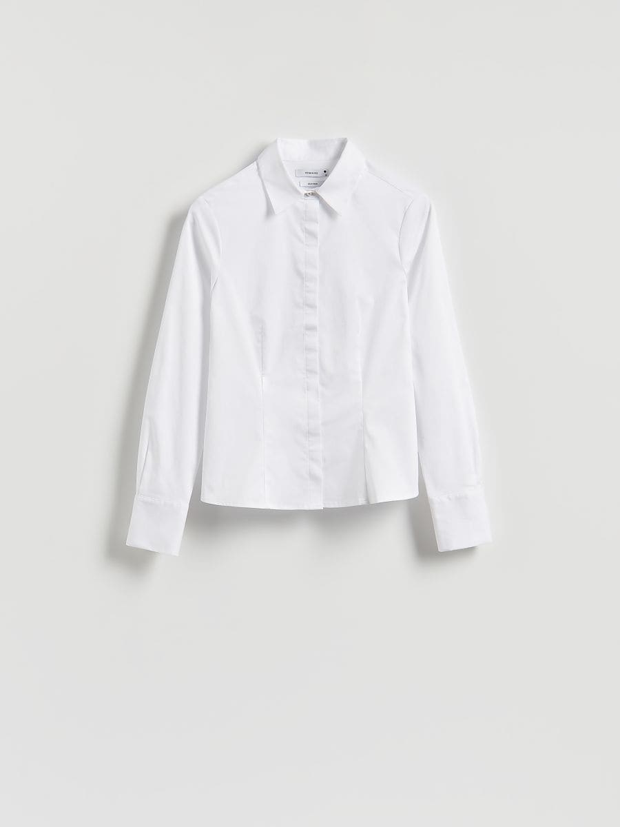 Striped slim fit shirt - white - RESERVED