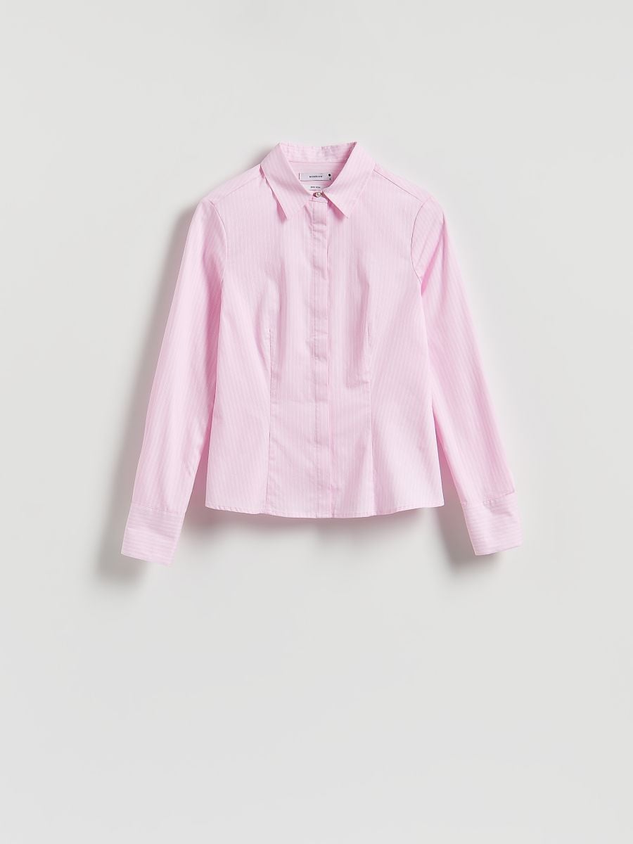 Striped slim fit shirt - pastel pink - RESERVED