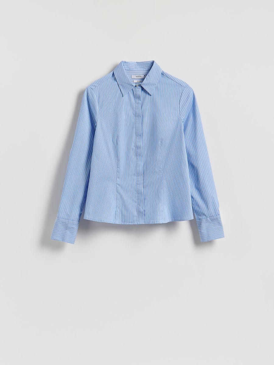 Striped slim fit shirt - pale blue - RESERVED